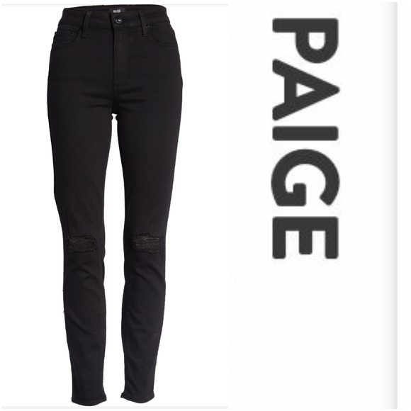 PAIGE Hoxton Ankle Blackbird Destructed Jeans - Picture 3 of 12